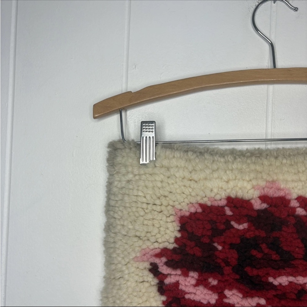 🌹Vintage Shillcraft Rose Weave Handmade Wall Hanging Mid Century Modern Rug Art - Picture 8 of 8